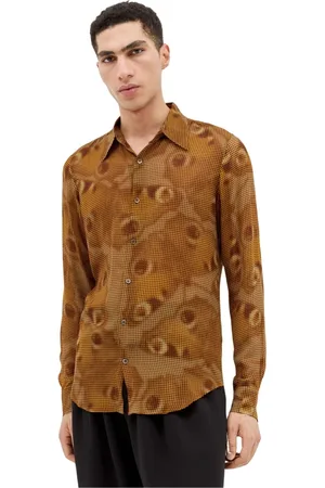 DRIES VAN NOTEN Koszule, Mężczyzna, brązowy, S, Celdon Shirt