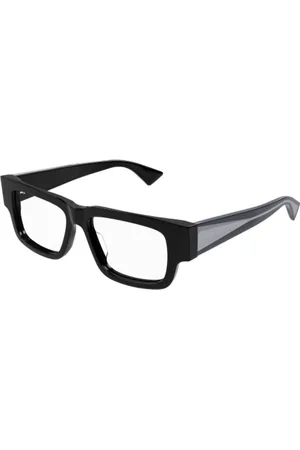 Bottega Veneta Akcesoria, unisex, Czarny, L, Prostokątne Czarne Okulary Korekcyjne o Wyrazistym Stylu