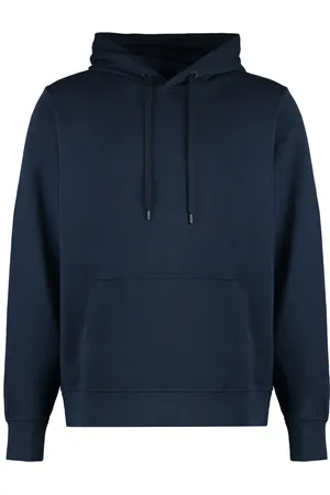 Canada Goose Bluzy, Mężczyzna, Niebieski, S, Bawełna, Bawełniana bluza z kapturem i naszywką z logo