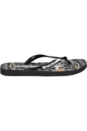Philipp Plein Buty, Kobieta, Czarny, 38 EU, Stylowe Klapki Zaokrąglony Nosek Logo Podeszwa