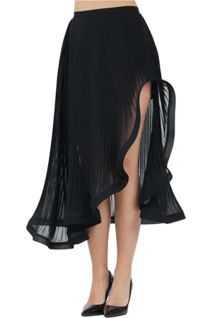 SIMONA CORSELLINI Spódnice, Kobieta, Czarny, M, Czarna Plisowana Spódnica Midi Elegancka