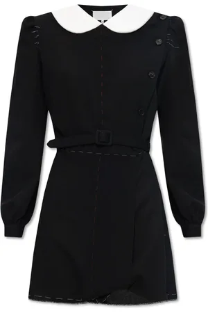 Maison Margiela Sukienki, Kobieta, Czarny, S, Wełna, Sukienka z kołnierzykiem