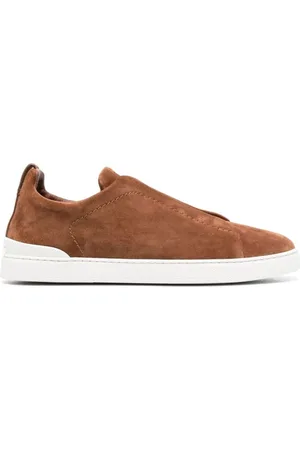 Ermenegildo Zegna Buty, Mężczyzna, brązowy, 43 EU, Skóra, Mar Tobacco Triple Stitch Sneakers