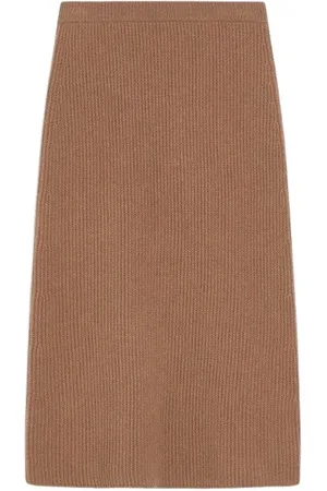 Max Mara Spódnice, Kobieta, Beżowy, L, Kaszmir, Prążkowana spódnica z wełny i kaszmiru