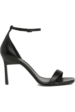 Calvin Klein Buty, Kobieta, Czarny, 39 EU, Skóra, Czarne płaskie sandały