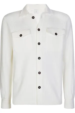 ELEVENTY Swetry, Mężczyzna, Biały, L, Kaszmir, Koszula Cashmere Over