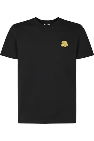Kenzo Koszulki, Mężczyzna, Czarny, L, Kwiatowa haftka Slim T-shirt Czarny