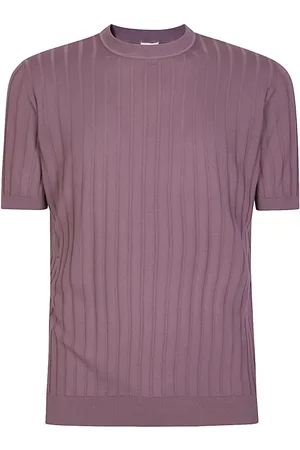 ELEVENTY Koszulki, Mężczyzna, Fioletowy, S, Bawełna, Bawełniana Koszulka z Dekoltem w Stylu Crewneck