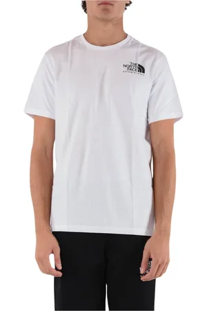 The North Face Koszulki, Mężczyzna, Biały, M, Koszulka z Kołnierzykiem w Paski i Współrzędnymi