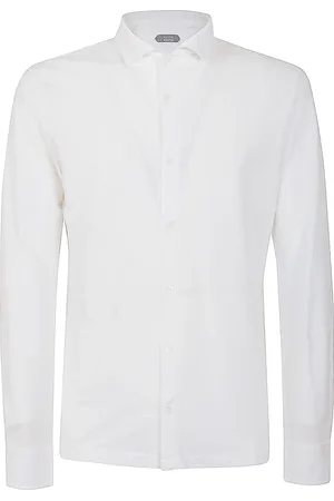 ZANONE Koszule, Mężczyzna, Biały, L, Biała Bawełniana Koszula Jersey