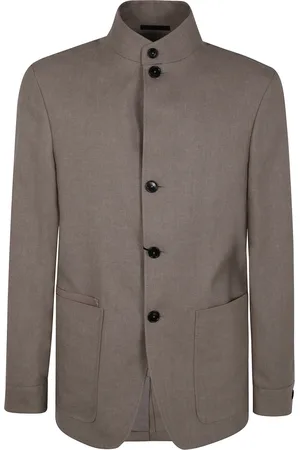 Ermenegildo Zegna Kurtki, Mężczyzna, brązowy, M, Wełna, Lniana Kurtka Robocza z Wełną
