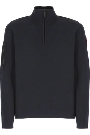 Canada Goose Swetry, Mężczyzna, Niebieski, S, Wełna, Sweter Stormont z zamkiem 1/4