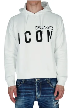 Dsquared2 Bluzy, Mężczyzna, Biały, S, Bawełna, Icon Hoodie