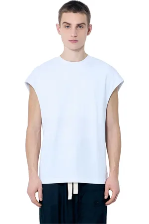 DRIES VAN NOTEN Koszulki, Mężczyzna, Biały, L, Bawełna, Bawełniana koszulka z okrągłym dekoltem i obniżoną linią ramion