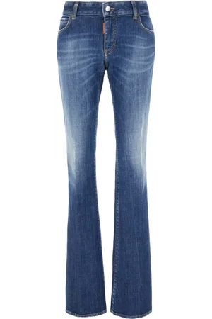 Dsquared2 Jeansy, Kobieta, Niebieski, M, Bawełna, Jeansyy Flared z Naszywką Logo