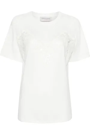 ERMANNO SCERVINO Koszulki, Kobieta, Biały, S, Bawełna, Basic Tee Shirt