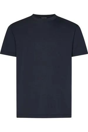 Tom Ford Koszulki, Mężczyzna, Niebieski, 2XL, Bawełna, Niebieski T-shirt z okrągłym dekoltem Lyocell Bawełna