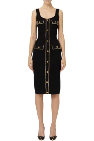 Elisabetta Franchi Sukienki, Kobieta, Czarny, S, Elegancka Sukienka Midi
