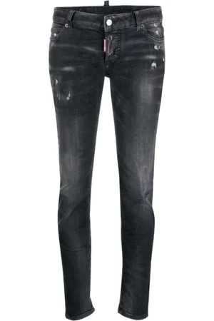 Dsquared2 Jeansy, Kobieta, Czarny, S, Bawełna, Jeansyy Vintage Slim-Fit z efektem znoszenia