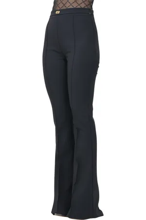 Elisabetta Franchi Spodnie, Kobieta, Czarny, 2XS, Poliester, Czarne Eleganckie Spodnie Wiosna Lato