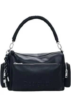 Desigual Torebki, Kobieta, Czarny, ONE SIZE, Len, Czarna Torba z Polietylenu