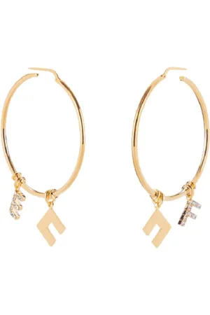 Elisabetta Franchi Akcesoria, Kobieta, Żółty, ONE SIZE, Złote kolczyki koła z zawieszkami