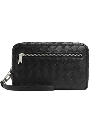 Bottega Veneta Torebki, Mężczyzna, Czarny, ONE SIZE, Skóra, Skórzana kosmetyczka