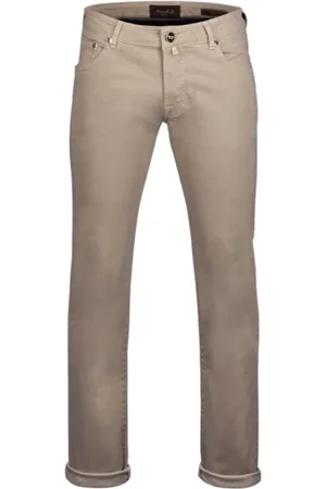 MOORER Spodnie, Mężczyzna, Beżowy, W38, Spodnie Slim Fit