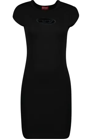 Diesel Sukienki, Kobieta, Czarny, XS, Bawełna, Sukienka D-Angiel