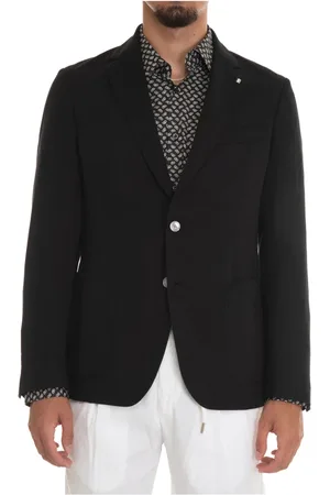 HUGO BOSS Kurtki, Mężczyzna, Czarny, L, Len, Kurtka Slim-Fit 2-Button C-Hanry