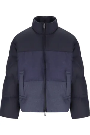 Emporio Armani Kurtki, Mężczyzna, Niebieski, XL, Wełna, Niebieska kurtka puchowa z efektem ombre
