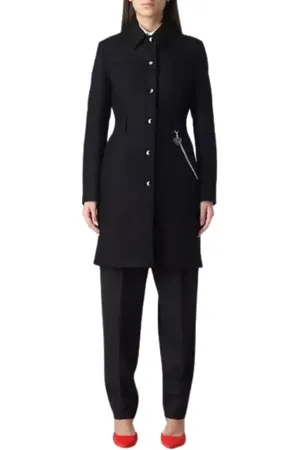 Moschino Płaszcze, Kobieta, Czarny, S, Wełna, Płaszcz jednorzędowy