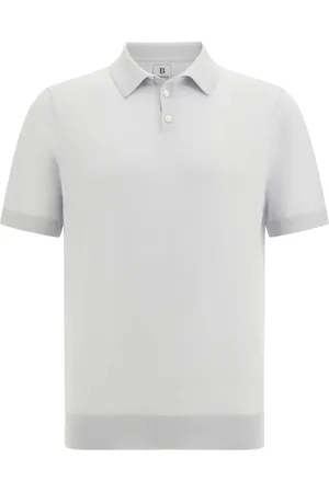 Boggi Milano Swetry, Mężczyzna, Niebieski, L, Wełna, Dzianinowa koszulka polo z wełny merino