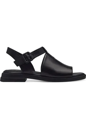 Marco Tozzi Buty, Kobieta, Czarny, 37 EU, Czarne płaskie sandały dla kobiet