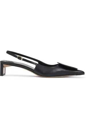 Jacquemus Buty, Kobieta, Czarny, 38 EU, Czarne Skórzane Czółenka z Punktowym Nosem