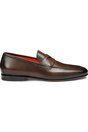 santoni Buty, Mężczyzna, brązowy, 40 1/2 EU, Skóra, Ręcznie Robione Skórzane Penny Mokasyny