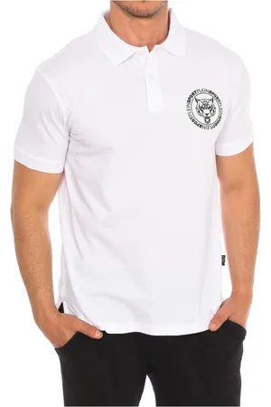 Philipp Plein Koszulki, Mężczyzna, Biały, L, Polo z krótkim rękawem
