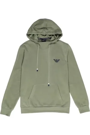 Emporio Armani Bluzy, Mężczyzna, Zielony, S, Bawełna, Bluza z kapturem z mieszanki bawełny