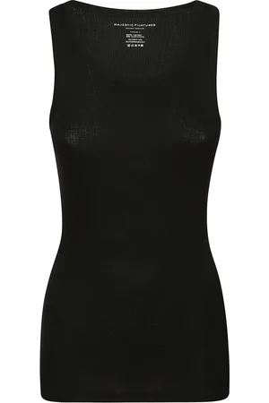Majestic Koszulki, Kobieta, Czarny, S, Top Tankowy Slim Fit, Lekki i Miękki