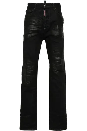 Dsquared2 Jeansy, Mężczyzna, Czarny, S, Bawełna, Czarne spodnie jeansowe z przetarciami