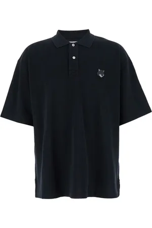 Maison Kitsuné Koszulki, Mężczyzna, Czarny, M, Bawełna, Polo z wyrazistym lisem