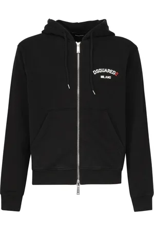 Dsquared2 Bluzy, Mężczyzna, Czarny, XL, Bawełna, Rozpinana bluza dresowa