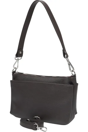 Estro Torebki, Kobieta, brązowy, ONE SIZE, Skóra, Ciemnobrązowa torba crossbody