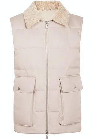 ELEVENTY Kurtki, Mężczyzna, Fioletowy, L, Jedwabny Kamizelka Pikowana Shearling