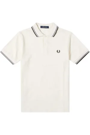 Fred Perry Koszulki, Mężczyzna, Biały, L, Bawełna, Polo Slim Fit z Podwójnym Paskiem