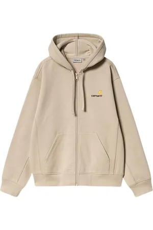 Carhartt Bluzy, Mężczyzna, Beżowy, L, Bawełna, Bluza z kapturem zapinana na zamek