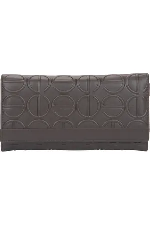 Estro Akcesoria, Kobieta, brązowy, ONE SIZE, Skóra, Skórzany portfel Continental w kolorze brązowym Saddle