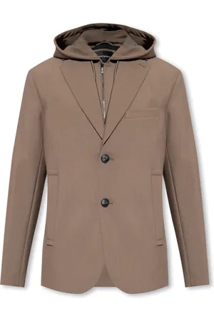 Emporio Armani Kurtki, Mężczyzna, brązowy, L, Zapinana na jeden guzik marynarka z kapturem