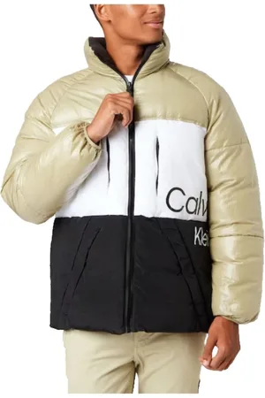 Calvin Klein Kurtki, Mężczyzna, Biały, L, Kurtka puchowa Colorblock