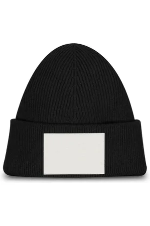 Maison Margiela Akcesoria, Kobieta, Czarny, L, Czapka Beanie z Mieszanki Wełny